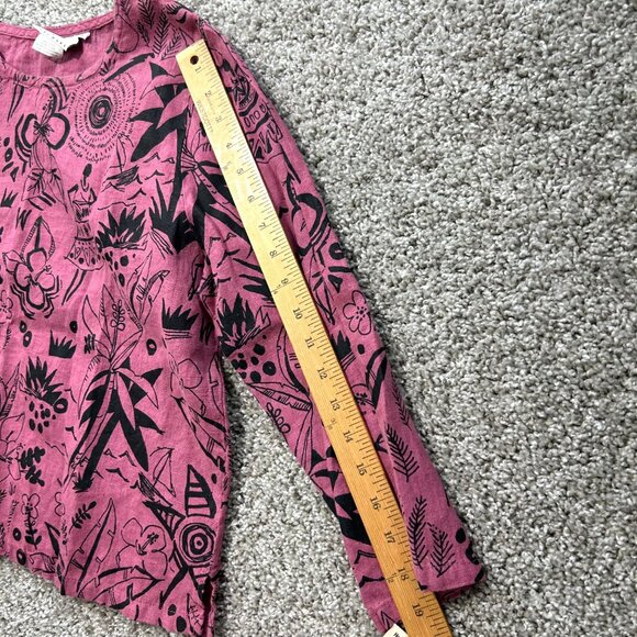 Hot Cotton By Marc Ware Womens S Pink & Black Graphic Print 100% Linen Top - Picture 6 of 9